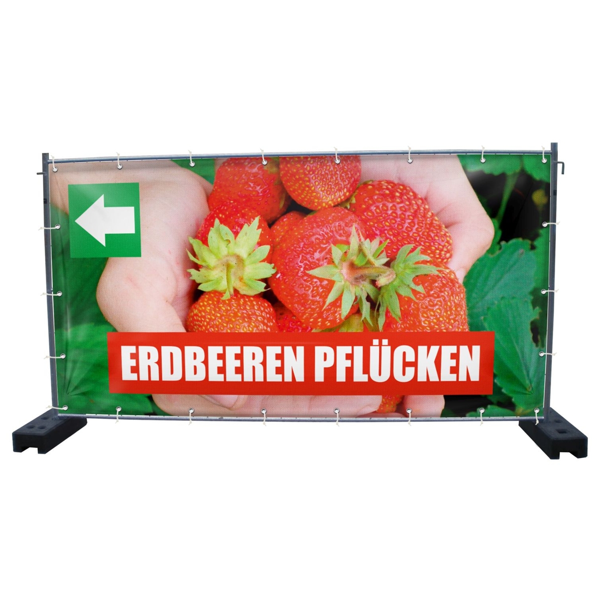 340 x 173 cm | Erdbeeren Bauzaunbanner, M5