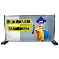 340 x 173 cm | Vorsicht Schulkinder Bauzaunbanner, M4