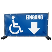 340 x 173 cm | Rollstuhlfahrer Eingang Bauzaunbanner (1450)