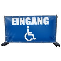 340 x 173 cm | Rollstuhlfahrer Eingang Bauzaunbanner (1450)