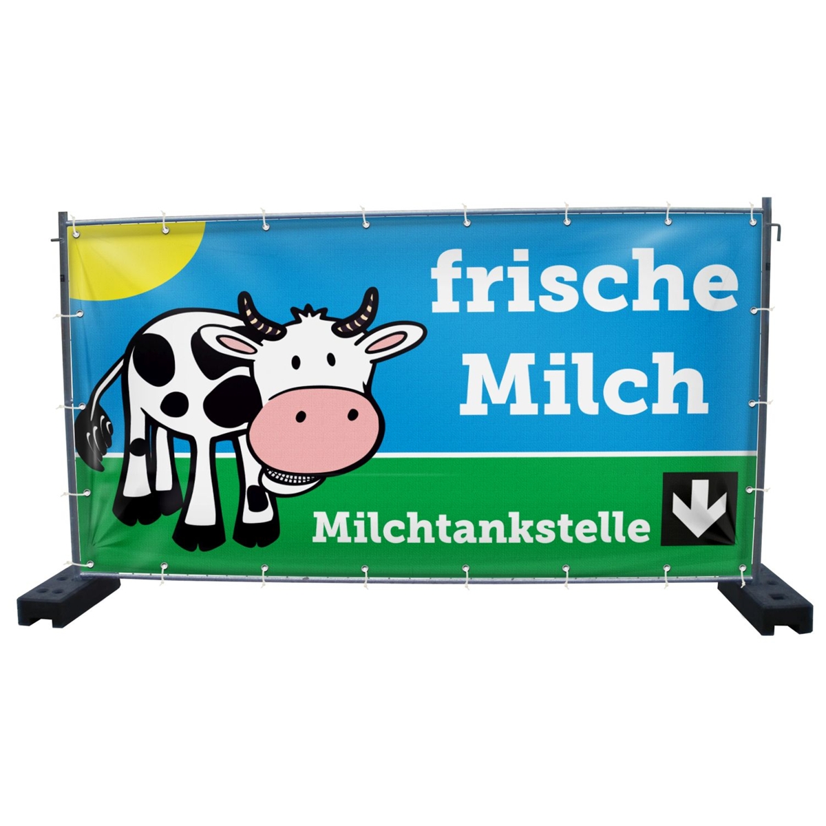 340 x 173 cm | Frische Milch Bauzaunbanner, Motiv, PVC, Mesh V1
