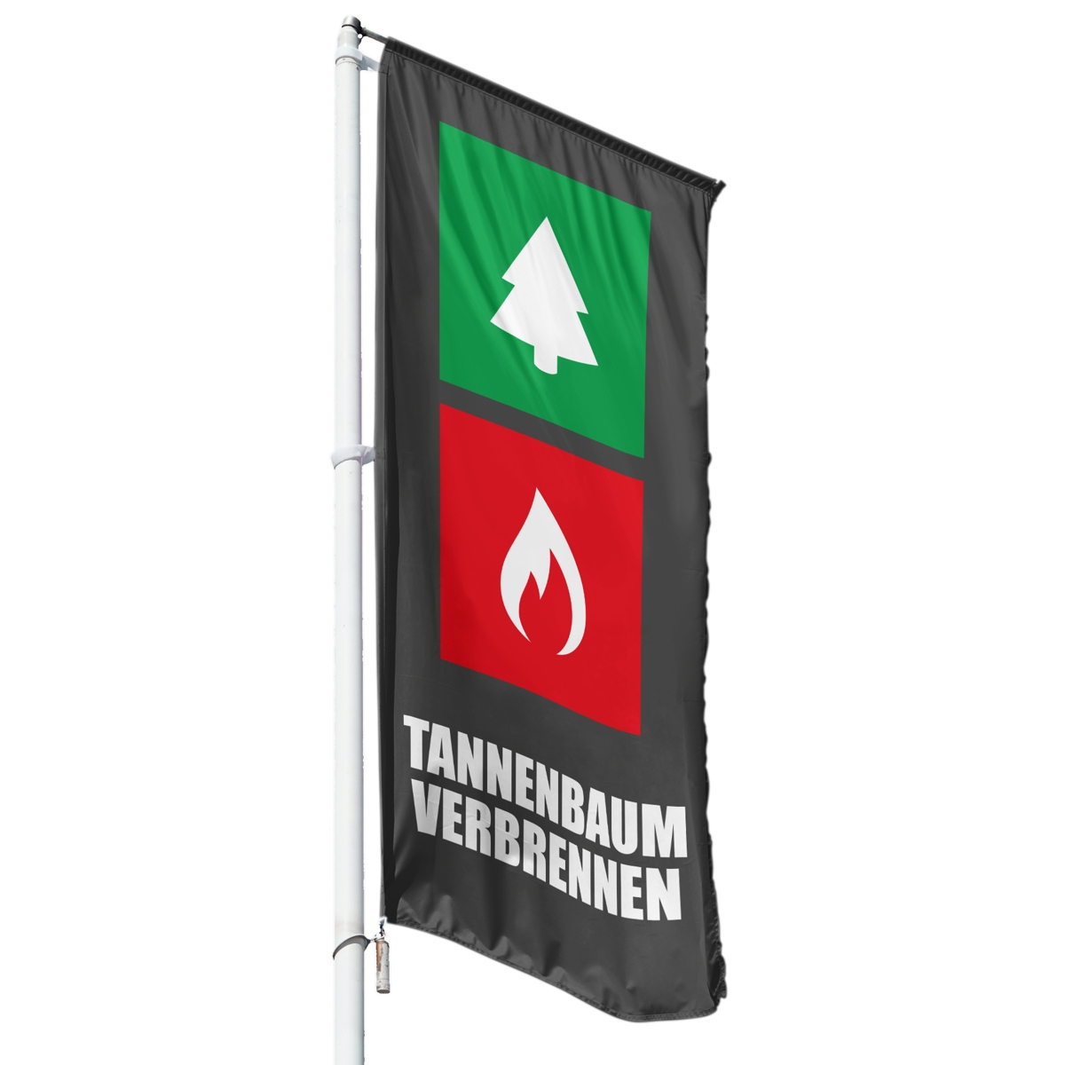 Tannenbaum Verbrennen Hissflagge, Fahne im Wunschformat (2807)