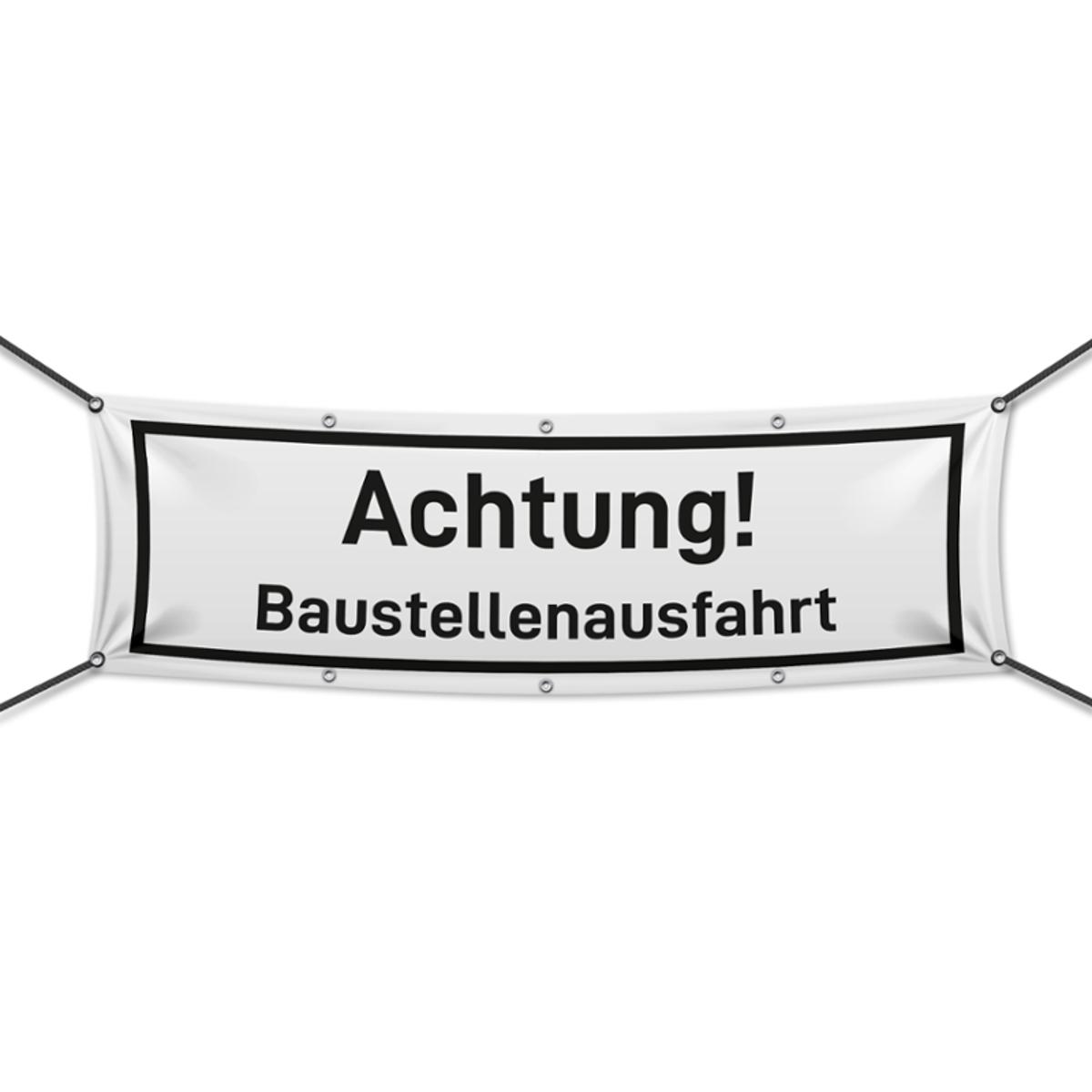 Achtung! Baustellenausfahrt Werbebanner in 6 Größen (1970)