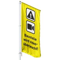 Baustelle wird videoüberwacht Hissflagge, Fahne in 6 Größen (1969)