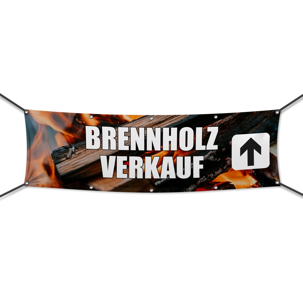 Brennholz Verkauf Werbebanner, Banner in 6 Größen (4128)