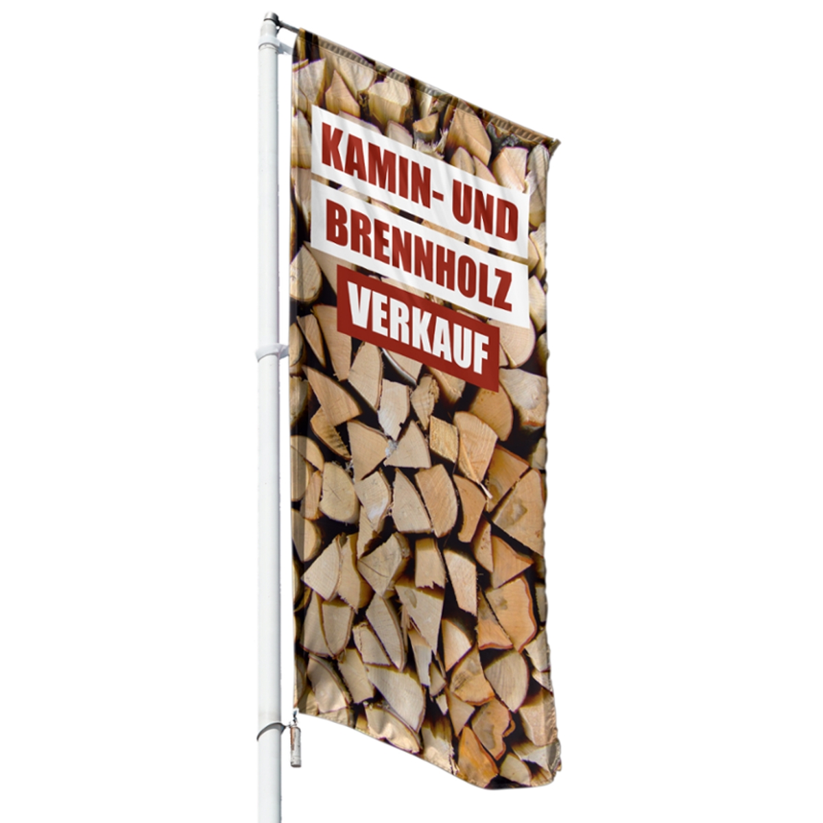 Kamin- und Brennholz Verkauf Hissflagge, Fahne in 6 Größen (1607)