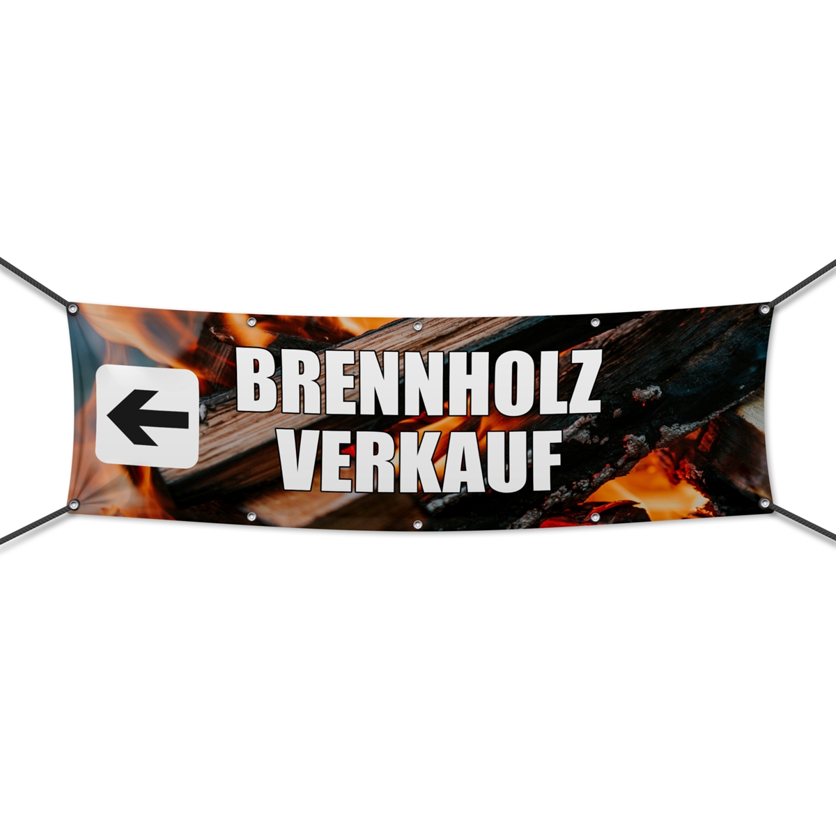 Brennholz Verkauf Werbebanner, Banner in 6 Größen (4128)