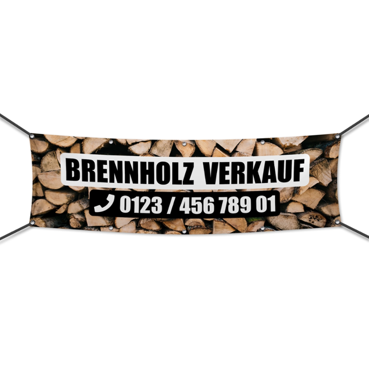 Brennholz Verkauf Werbebanner, Banner in 6 Größen (4130)