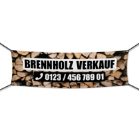 Brennholz Verkauf Werbebanner, Banner in 6 Größen (4130)