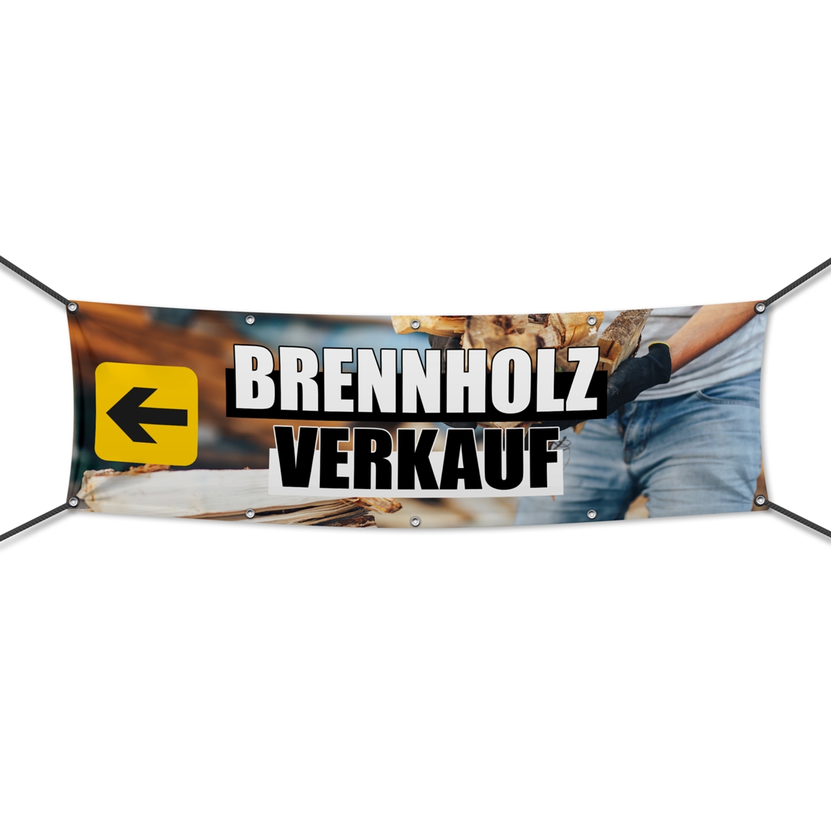 Brennholz Verkauf Werbebanner, Banner in 6 Größen (4126)
