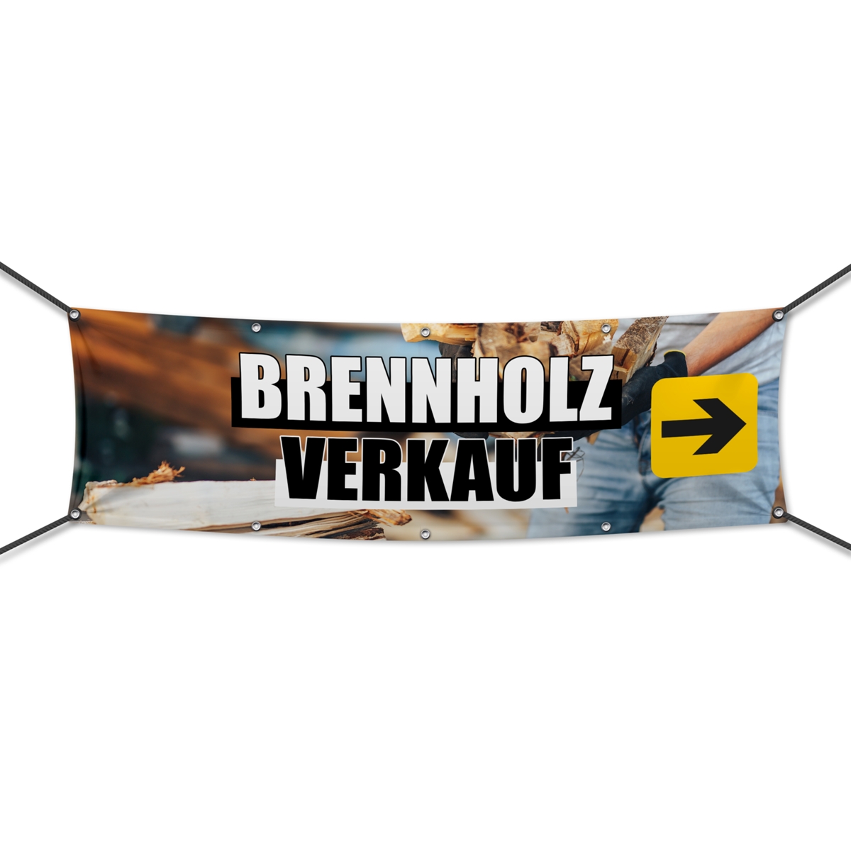 Brennholz Verkauf Werbebanner, Banner in 6 Größen (4126)