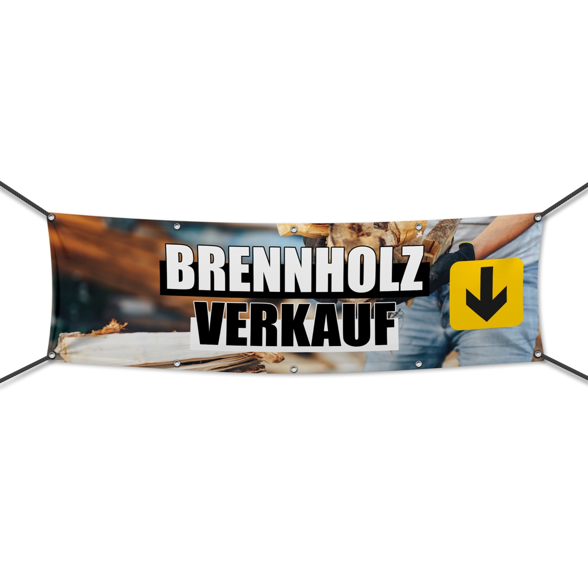 Brennholz Verkauf Werbebanner, Banner in 6 Größen (4126)