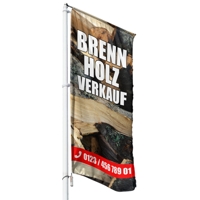 Brennholz Verkauf Hissflagge, Fahne im Wunschformat (4107)