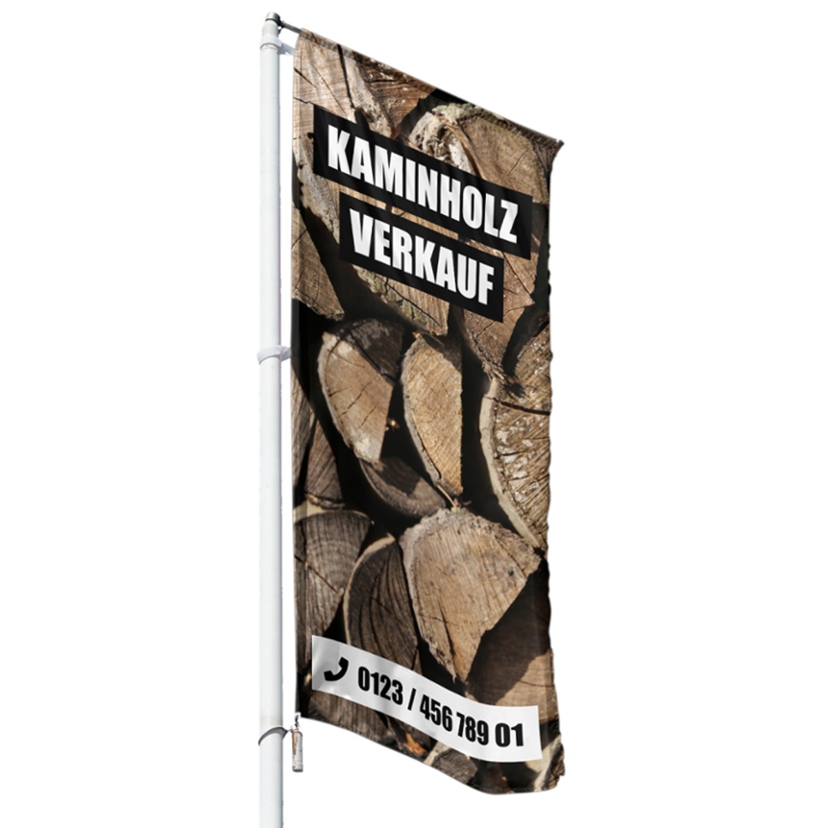 Kaminholz Verkauf Hissflagge, Fahne in 6 Größen (2317)