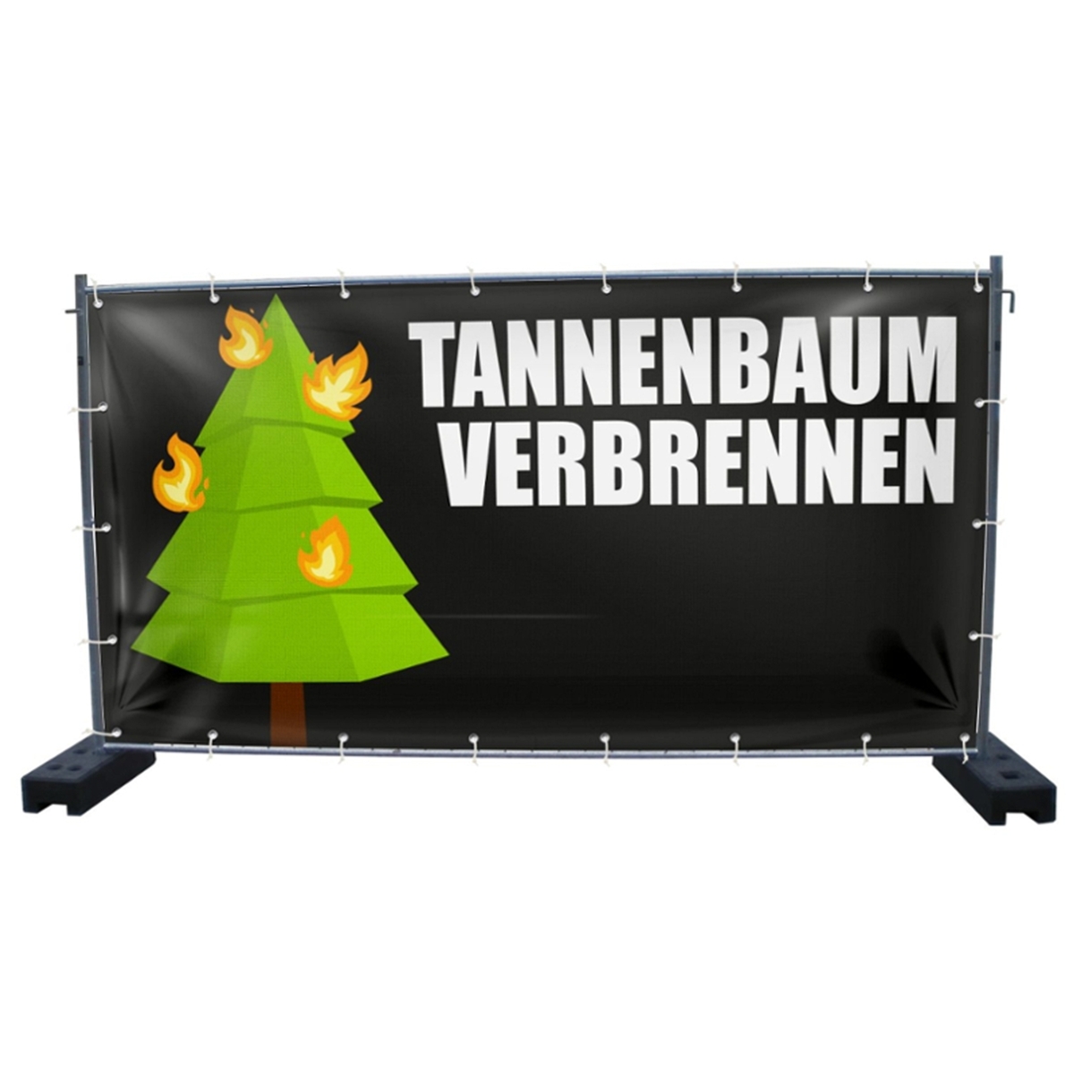 340 x 173 cm | Tannenbaum Verbrennen Bauzaunbanner (2809)