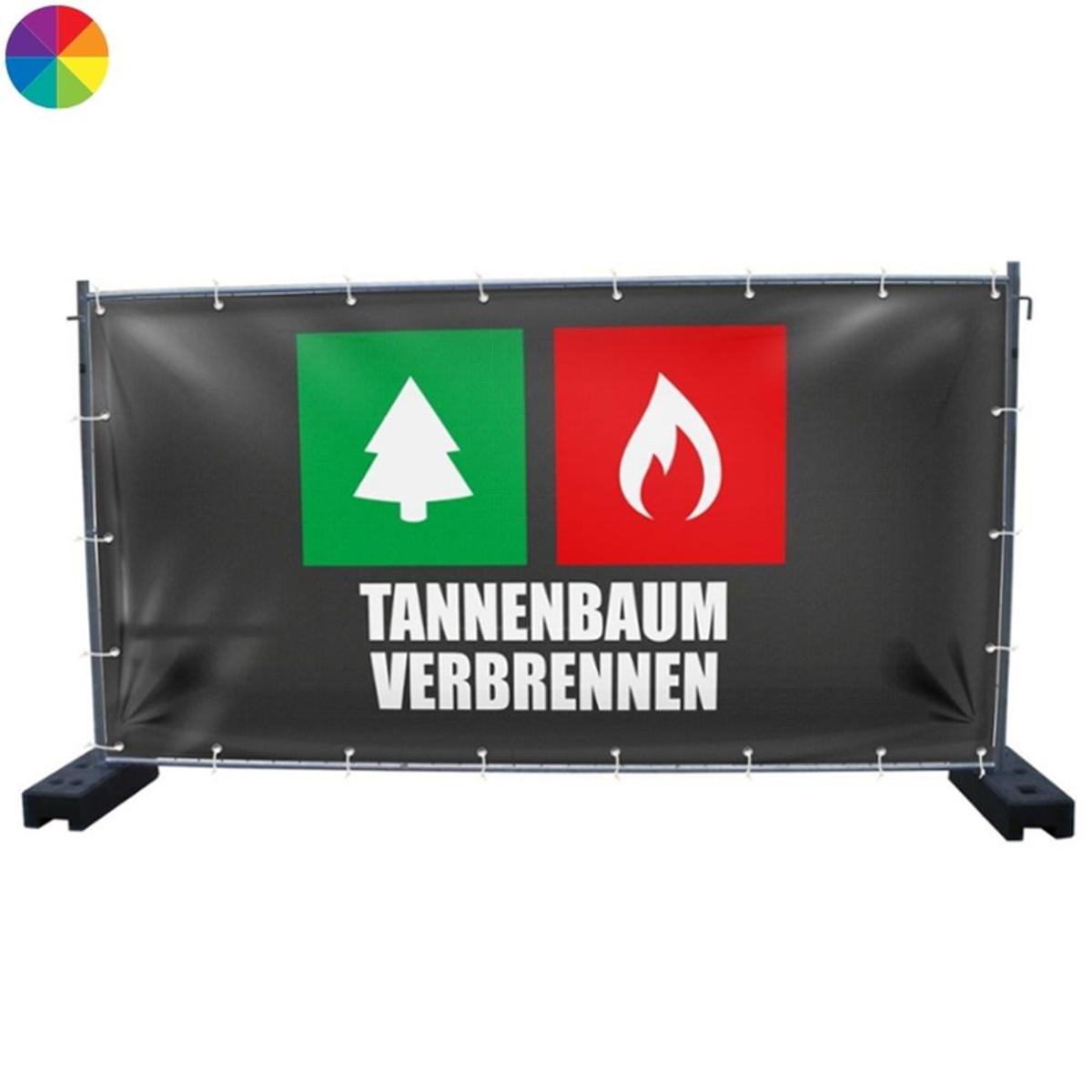 340 x 173 cm | Tannenbaum Verbrennen Bauzaunbanner (2807)