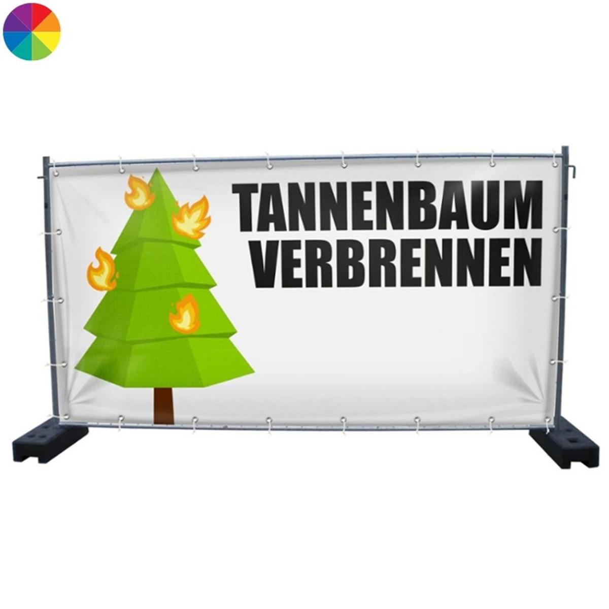 340 x 173 cm | Tannenbaum Verbrennen Bauzaunbanner (2809)
