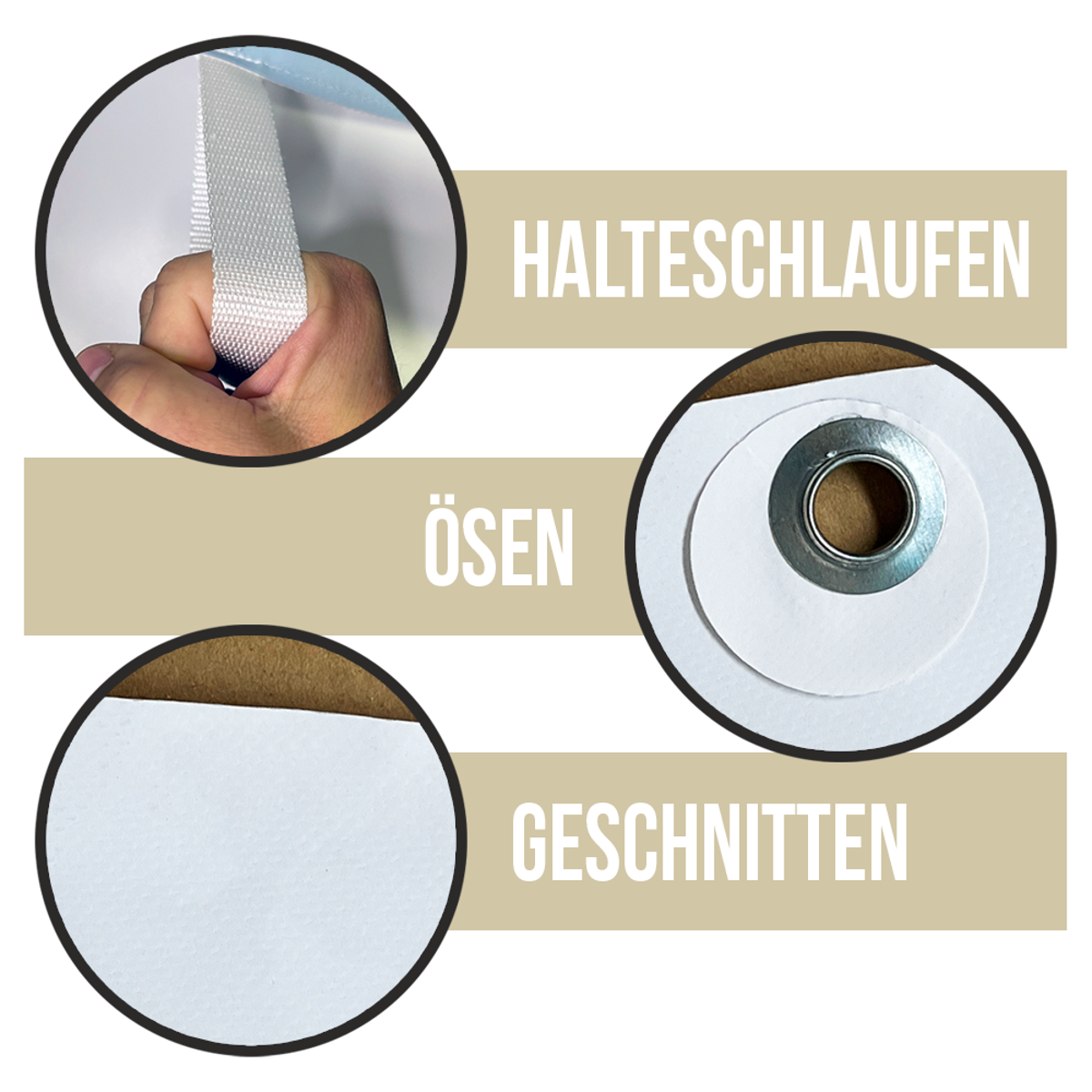 Runde Banner selbst gestalten in Wunschgröße, Textil Flag